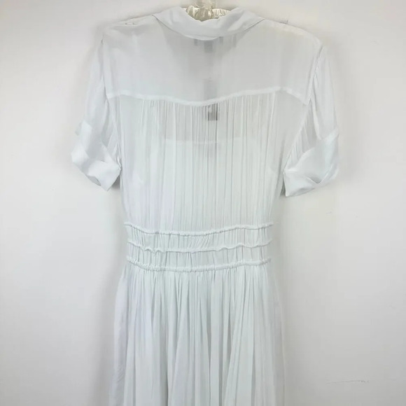 J. Crew Elena Shirtdress Chiffon White Midi A Line Minimalist Sheer US 0 NWT - Picture 13 of 15